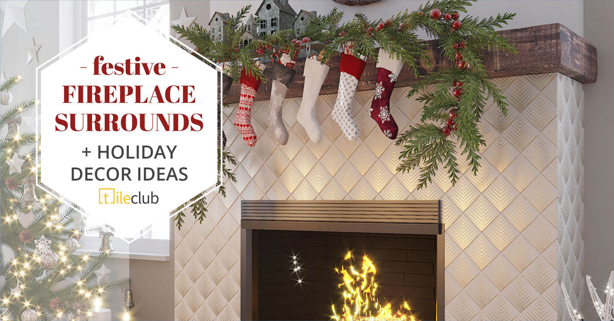 Festive Christmas Decorating Ideas to Style a Tile Fireplace Surround