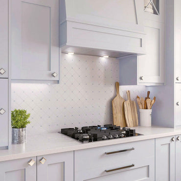 Thassos Diagonal Square and Blue Celeste Marble Tile
