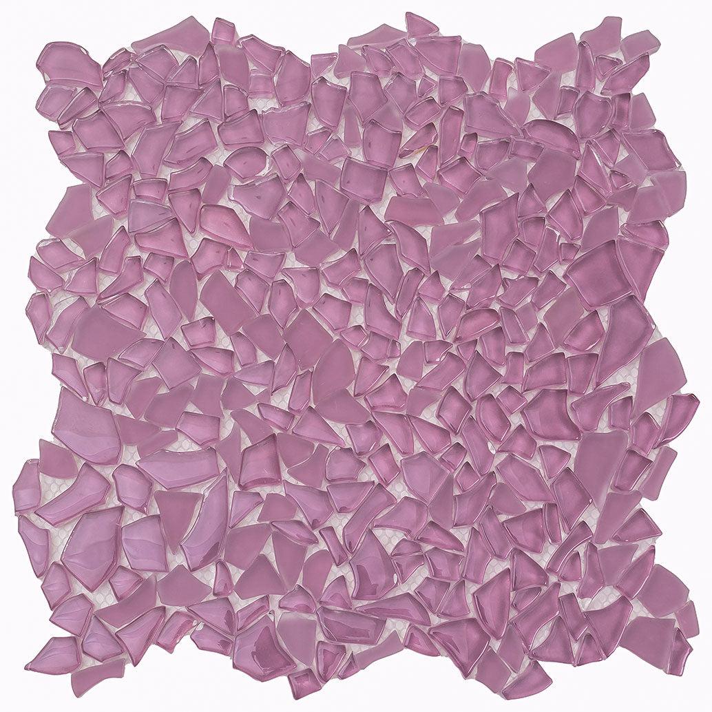 Diamond Mauve Rose Glass Pebble Mosaic Tile