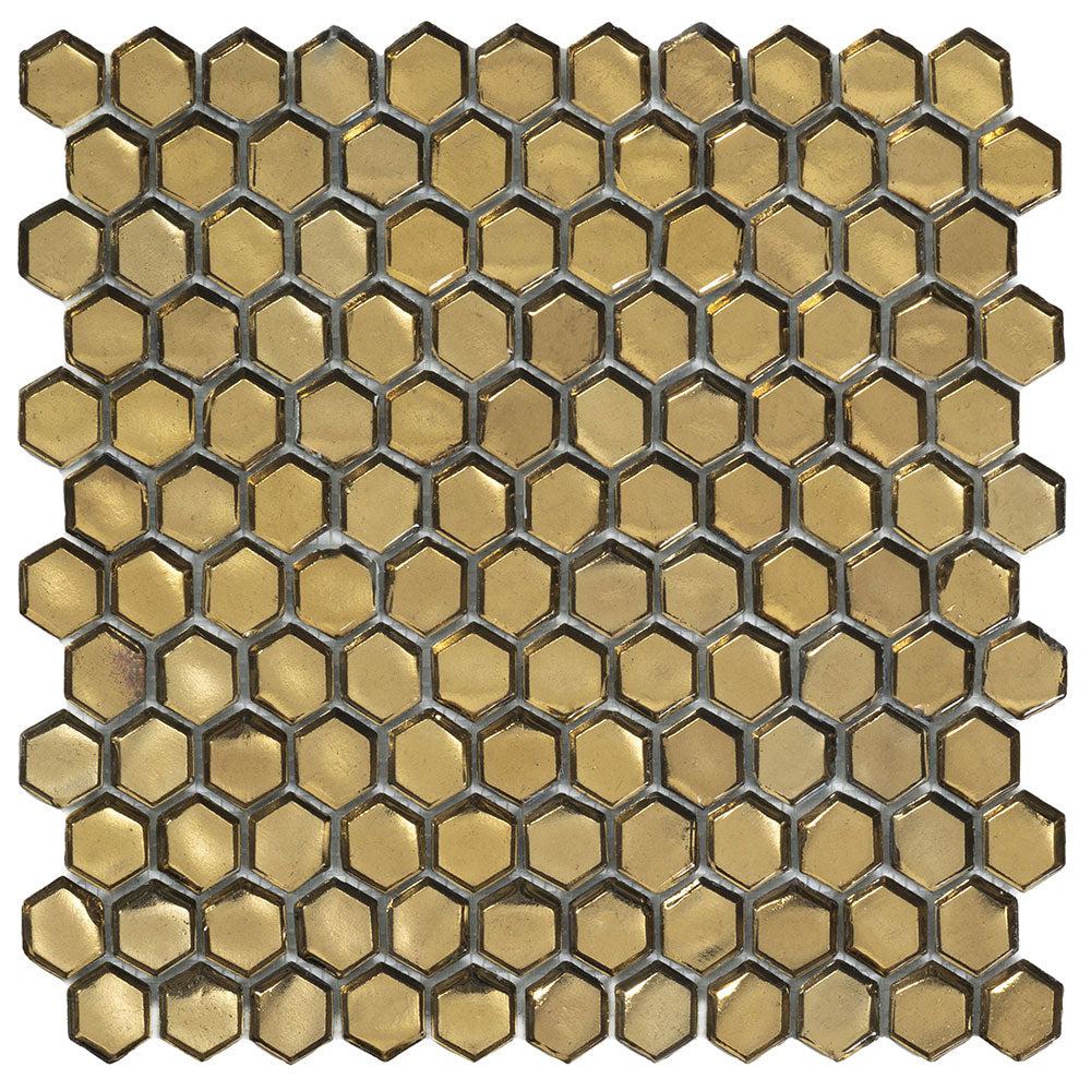 Pearl White Weaved Hexagon Glass Mosaic Tile | Tile Club