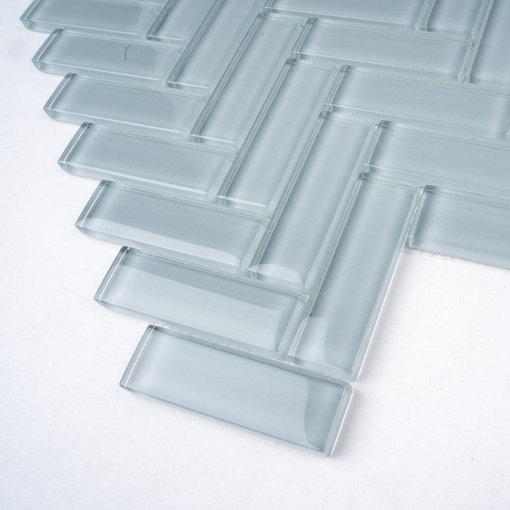Gray Herringbone Glass Tile
