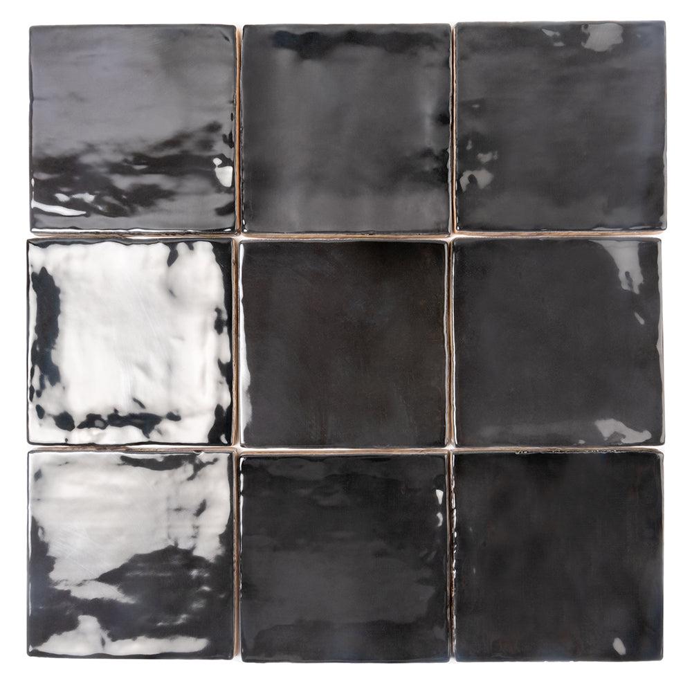 Lake Black Ceramic Square Tile 4x4