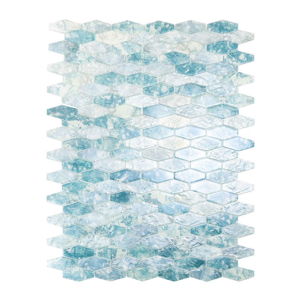Coastal Dreams Elongated Hex Glass Mosaic Tile