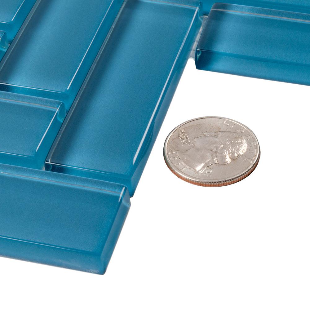 Sky Blue Herringbone Glass Tile