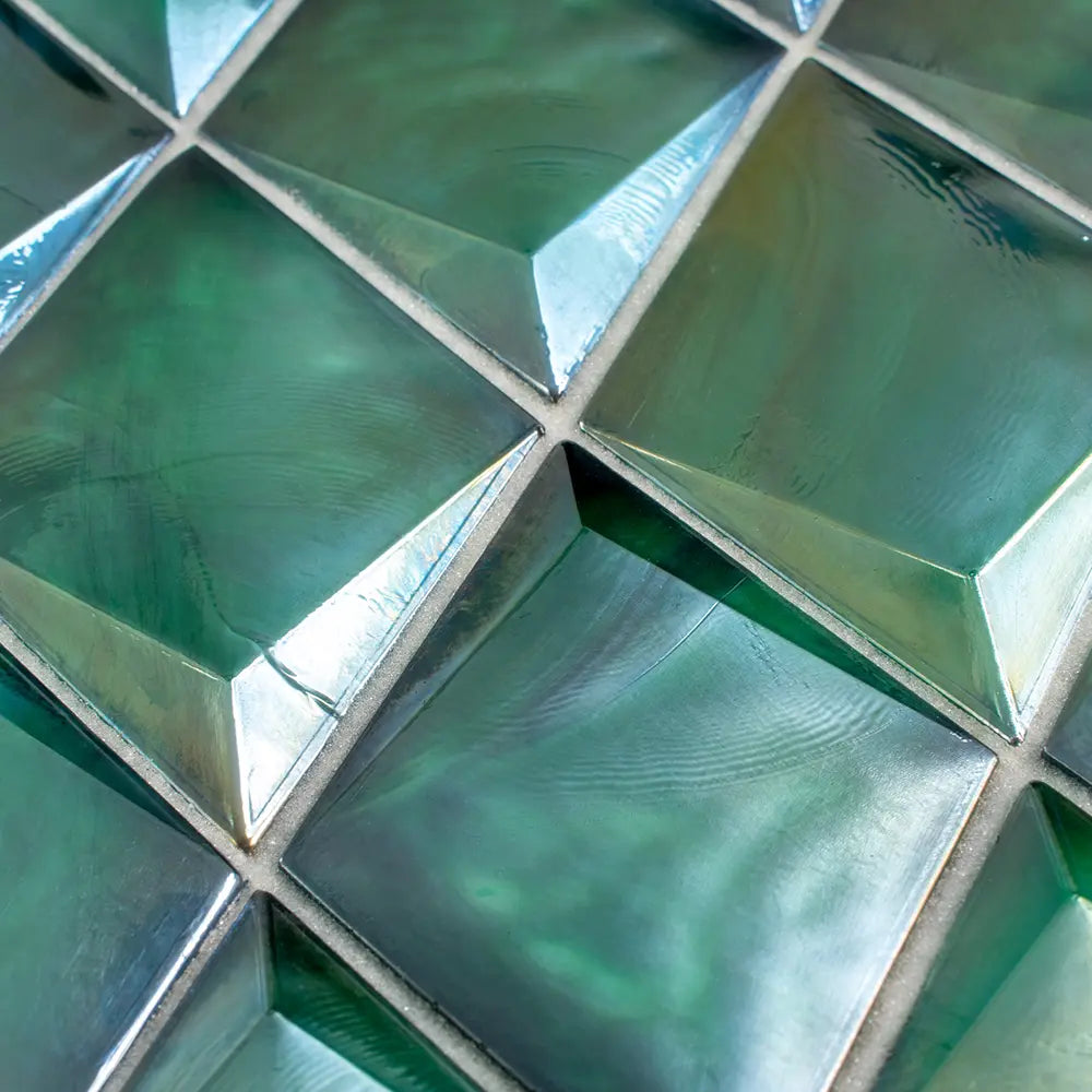 Prism Jade Beveled Diamond Cast Glass Mosaic Tile