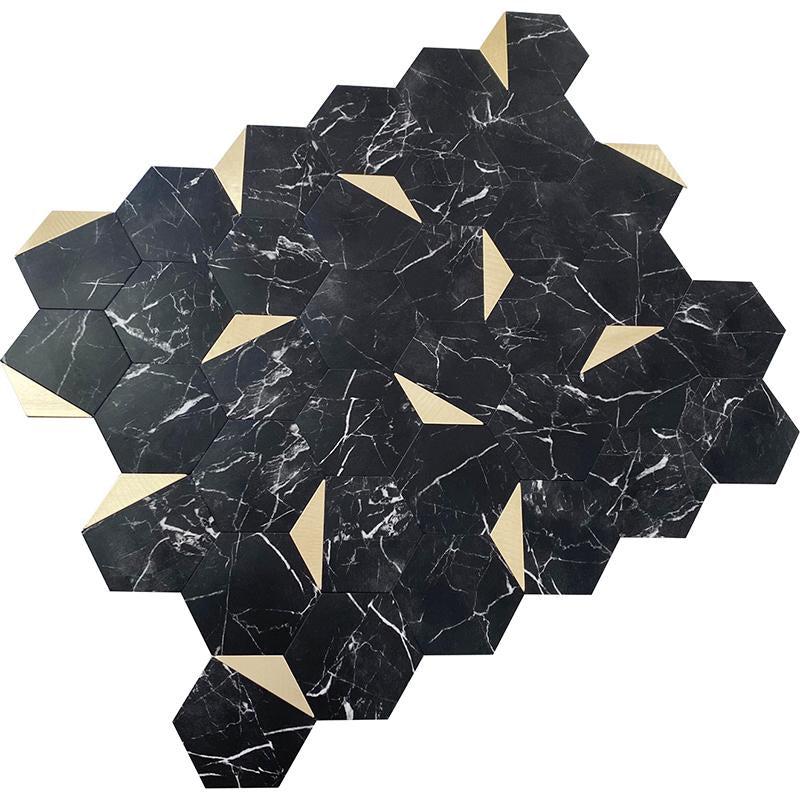 Black and Gold Hexagon Peel and Stick Tile