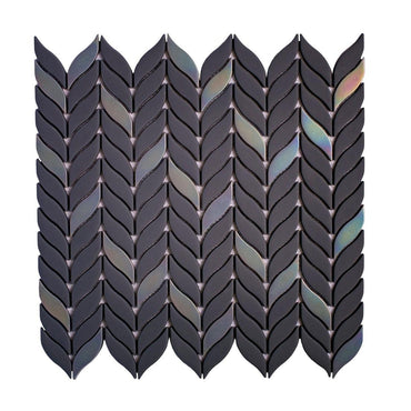 Blue Leaf Recycled Glass Mosaic Tile Sample