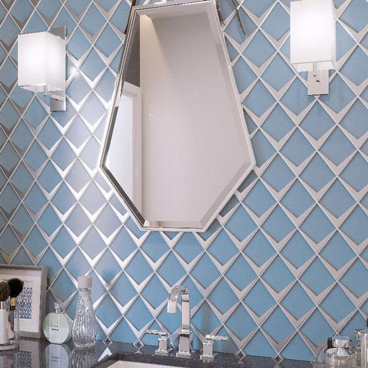 Bathroom wall tile with Blue Frost Diamond Glass Mosaic