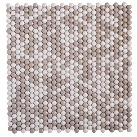Cream Penny Recycled Glass Mosaic Tile Sample