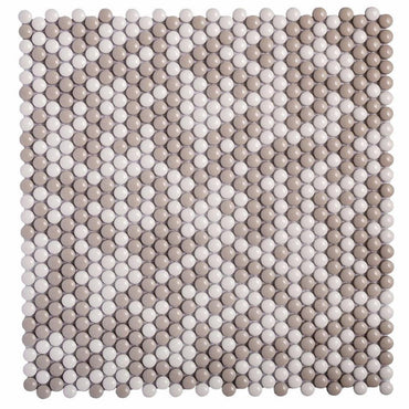 Cream Penny Recycled Glass Mosaic Tile Sample
