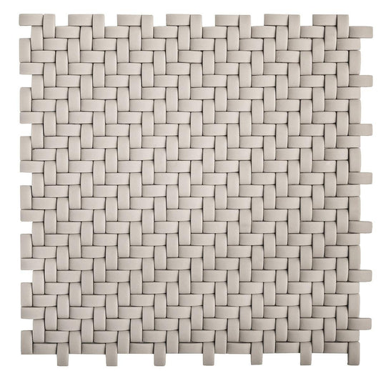 Cream Recycled Glass Basket Weave Mosaic Tile Sample