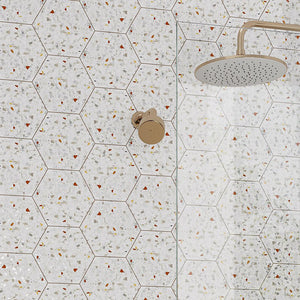 Desert Sand Terrazzo Hex Porcelain Tile