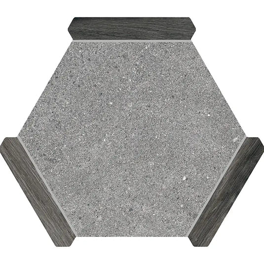Montura Gray Cement Porcelain Hexagon Tile Sample