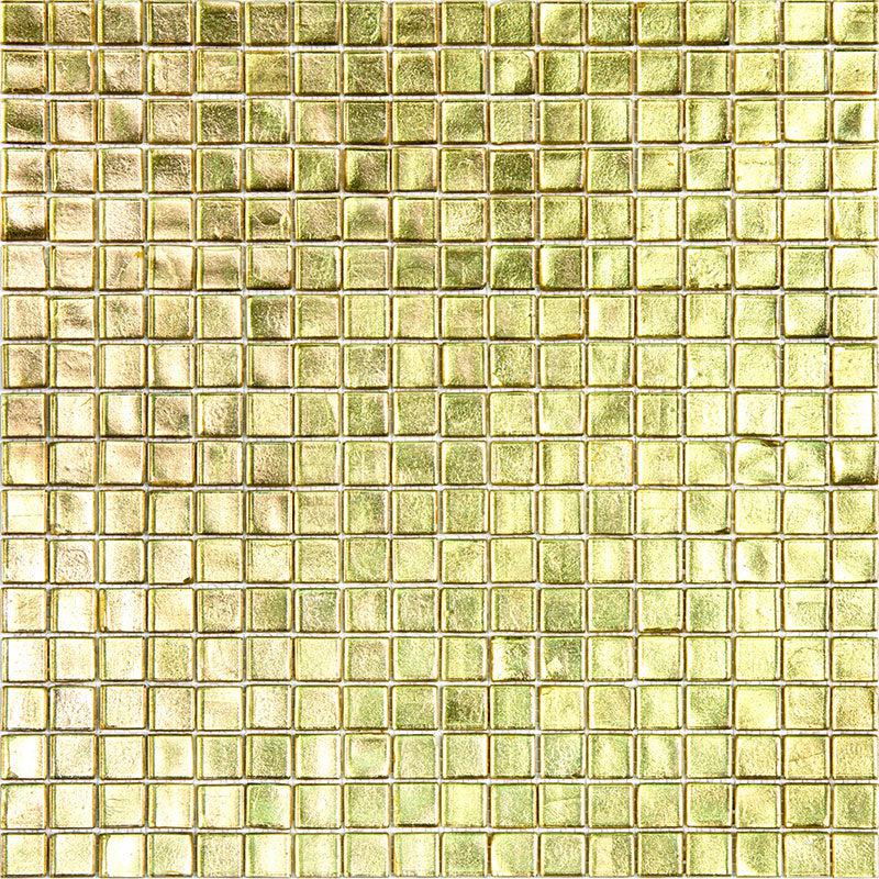 Foiled Classic Gold Glossy Squares Glass Tile