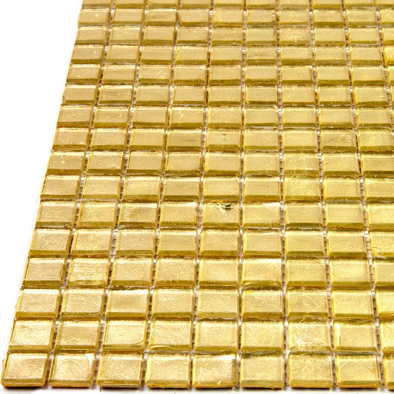 Foiled Classic Gold Squares Glass Tile