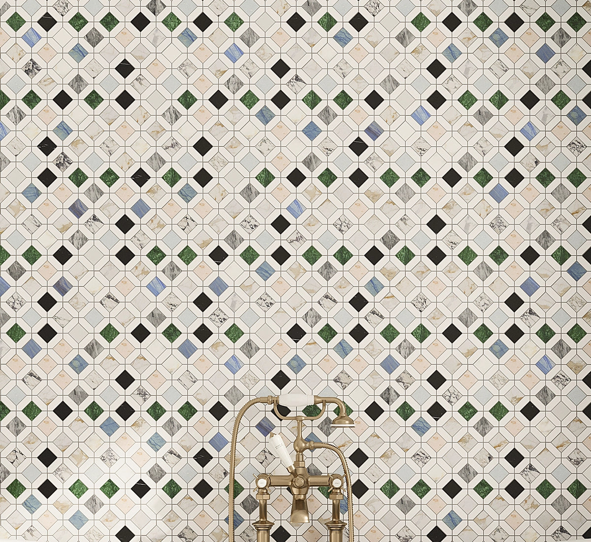 Geometria Marble Multicolor Octagon Mosaic Tile Tile Club