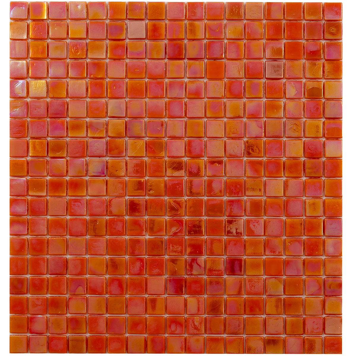 Pearlescent Orange Cream Squares Glass Pool Tile | Elegant Wall