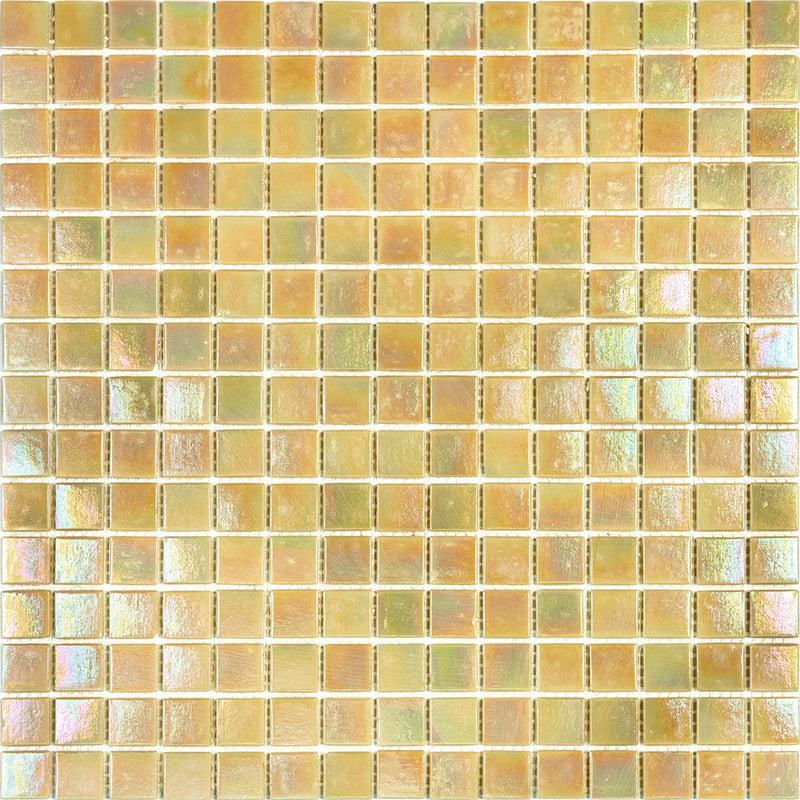 Pearlescent Buttercup Yellow Glossy Squares Glass Pool Tile