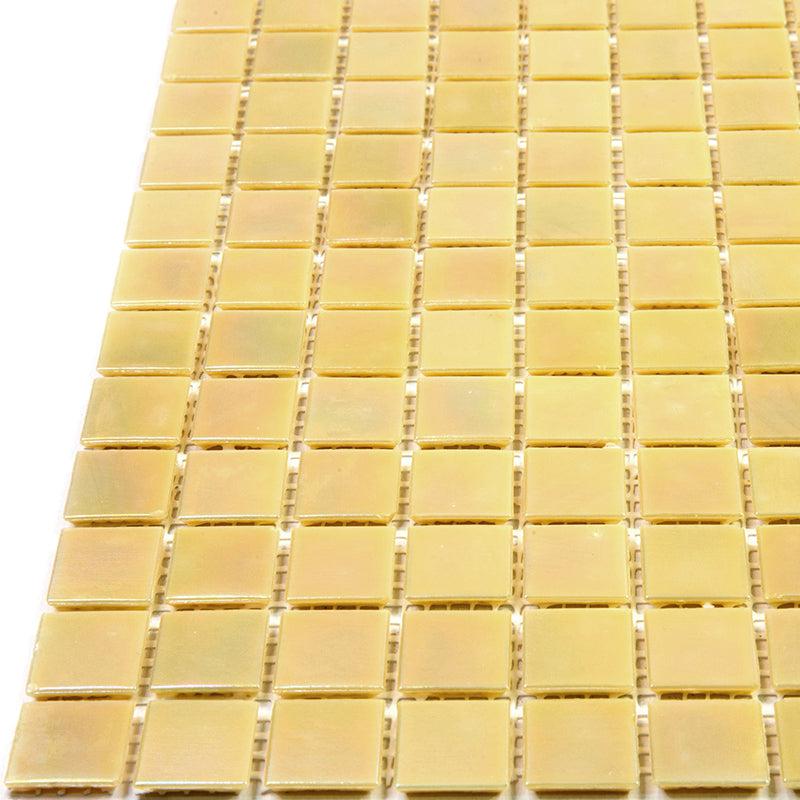 Pearlescent Buttercup Yellow Squares Glass Pool Tile