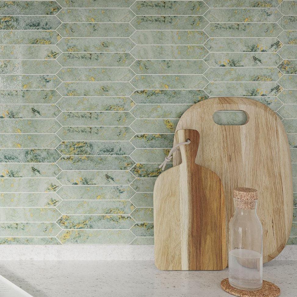 Picchetto Rustic Aqua Ceramic Picket Tile | Tile Club