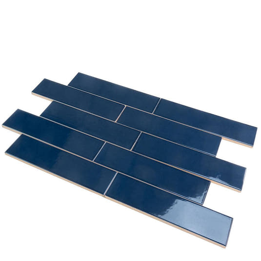 Groove Navy Gloss Ceramic Subway Tile | Tile Club