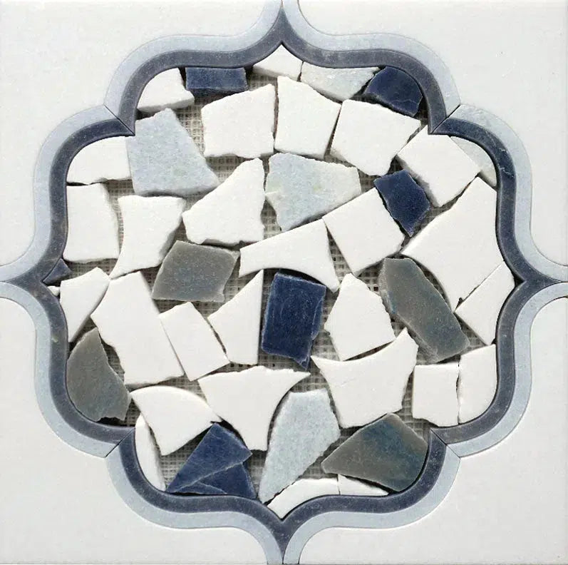 Santorini Medallion Blue Marble Mosaic Tile