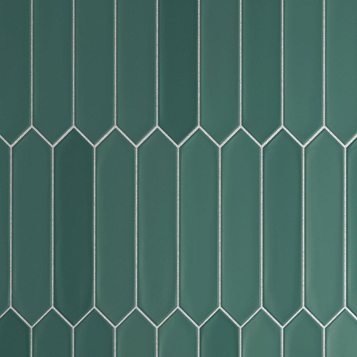 Green ceramic picket tile
