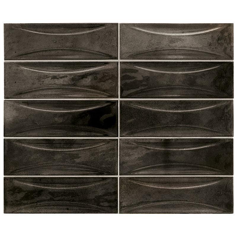 Ancient ブラックメタル　BLACKL Luna Arc Black 2.5x8 Ceramic Subway Tile Backsplash and Shower