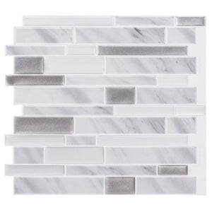 Gray and White Stacked Stone Peel and Stick Vinyl Tile
