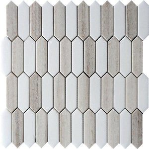 Sand Valley & Thassos Picket Mosaic Tile