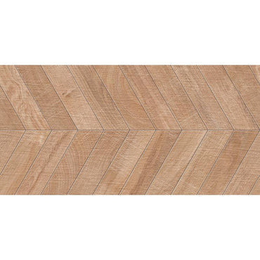 Japandi Chevron Natural Wood-Look Tile Flooring