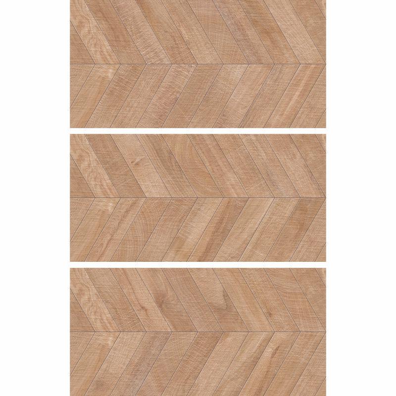 Japandi Chevron Natural Wood-Look Tile Flooring