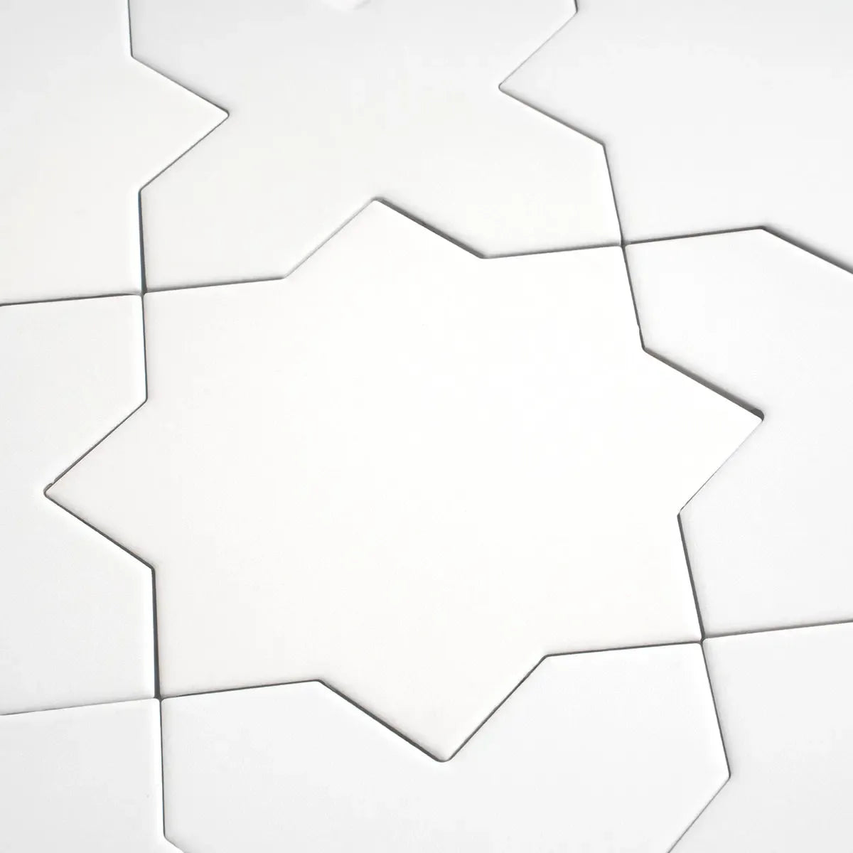 Carmel Matte White Porcelain Star Tile | Backsplash, Floor, Pool
