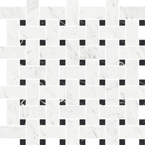 Boldara Bianco Basket Weave Porcelain Mosaic Tile Sample