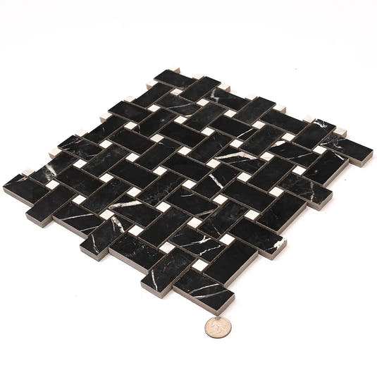 Boldara Nero Basket Weave Porcelain Mosaic Tile