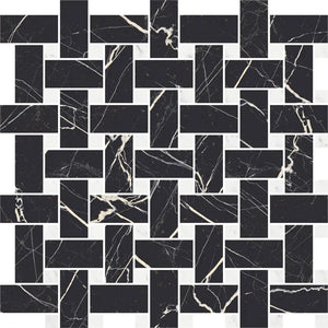 Boldara Nero Basket Weave Porcelain Mosaic Tile Sample
