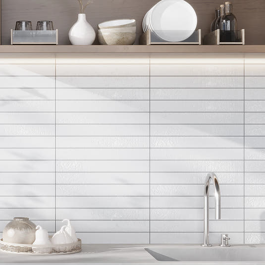 Colobric White Brick 2x16 Ceramic Wall Tile Kitchen Backsplash