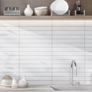 Colobric White Brick 2x16 Ceramic Wall Tile Kitchen Backsplash