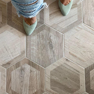 Esagona Intarcio Silver Wood Look Porcelain Tile