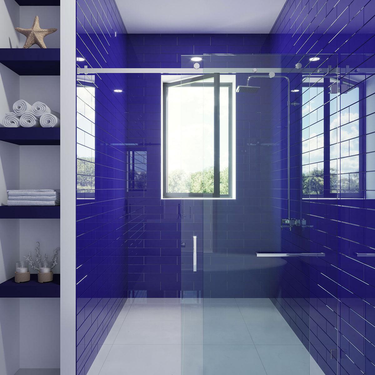 Glacier Cobalt Blue 4X16 Polished Glass Tile | Tile Club