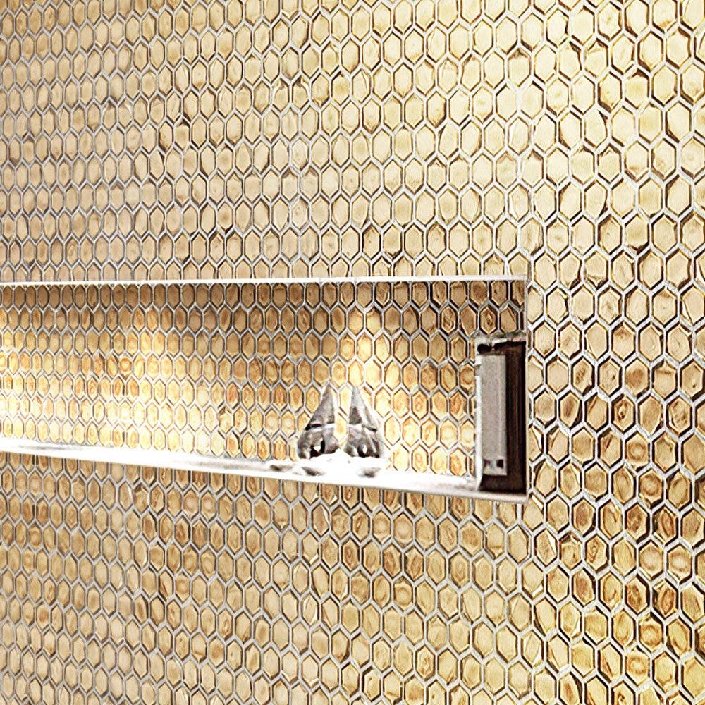 Glossy Gold Hexagon Glass Mosaic Tile