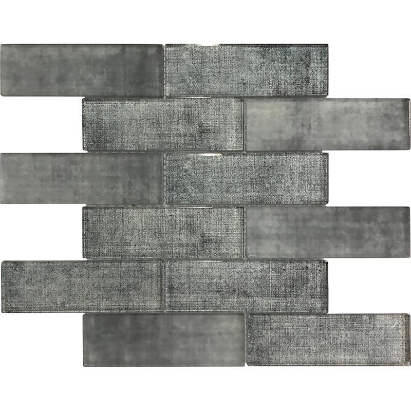 Grey Fabric Glass Subway Mosaic Tile | Tile Club | Position1 Tile Wall