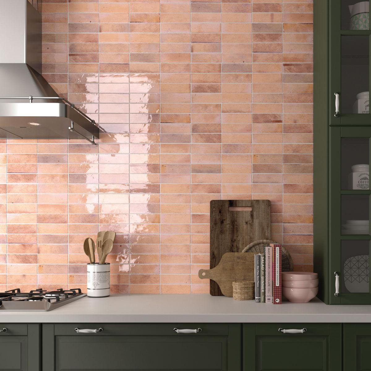 Luna Pink 2.5x8 Ceramic Subway Tile Backsplash and Shower – Tile Club