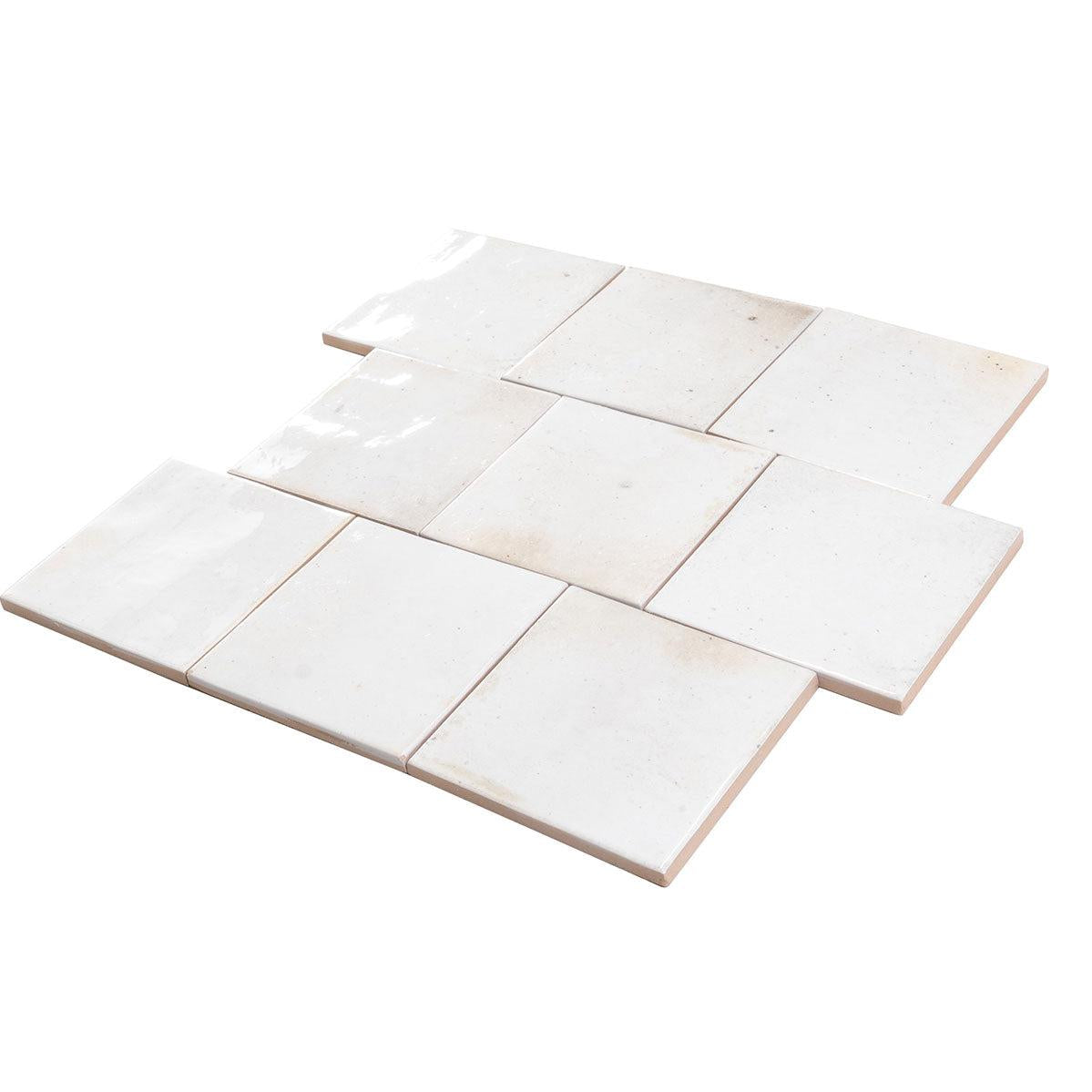 Luna White 4x4 Ceramic Square Tiles