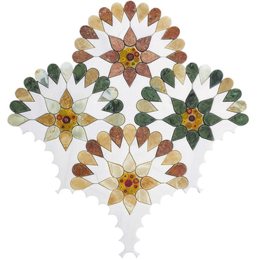 Mandala Colorful Marble and Glass Folkart Mosaic Tile
