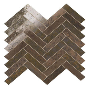 Ionic Herringbone Copper Porcelain Mosaic Tile