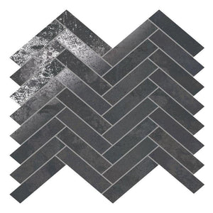 Ionic Herringbone Steel Porcelain Mosaic Tile