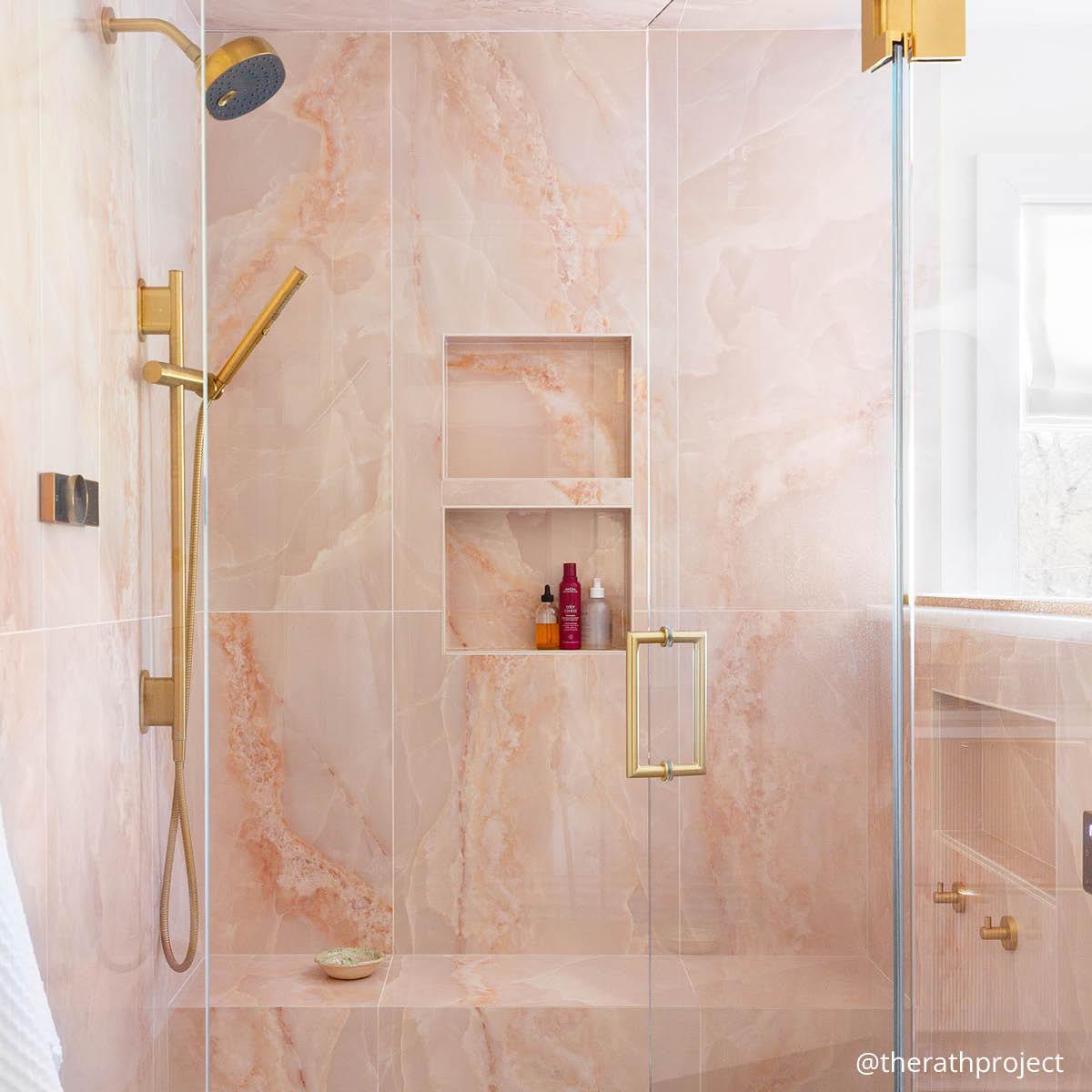 Emporio Pink Onyx Large-Format Porcelain Tile 24x48 | Slab Tiles