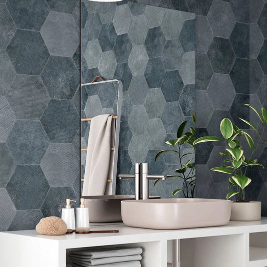 Portuguese Blue Dimension Hex Porcelain Tile | Tile Club