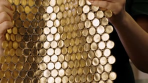 Gold Glass Penny Round Mosaic Tile
